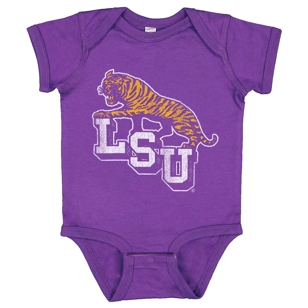 B&B Dry Goods LSU Tigers 68 Tiger Step Onesie - Purple — Bengals & Bandits