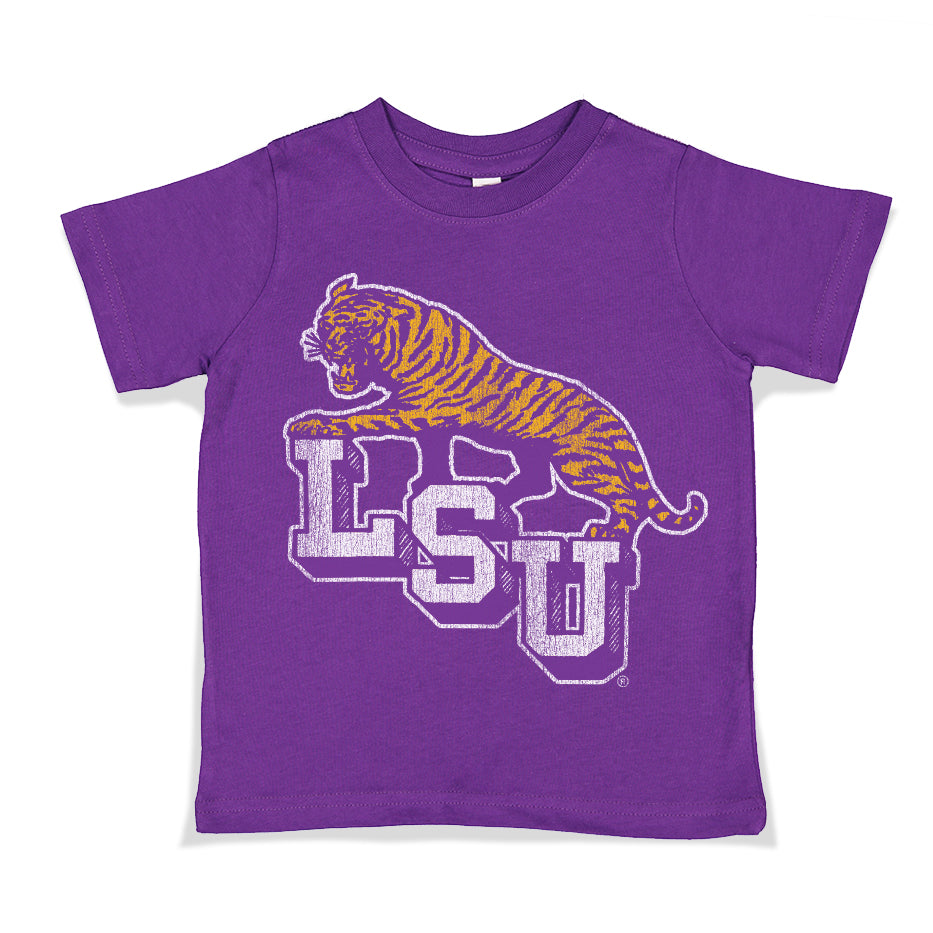 LSU Tigers Cutter & Buck Silhouette Tiger Forge Eco Double Stripe