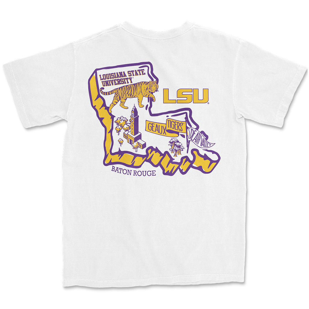 Men's Louisiana White State Design T-Shirt