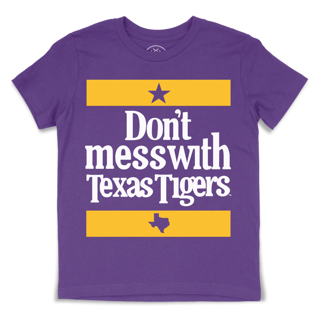 B&B Dry Goods LSU Tigers Don't Mess With Texas Tigers Toddler / Youth T- Shirt - Purple