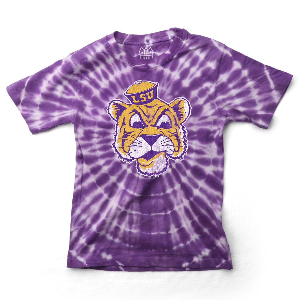 LSU Tigers Wes & Willy Beanie Mike Spiral Tie Dye Kids T-Shirt - Purpl —  Bengals & Bandits