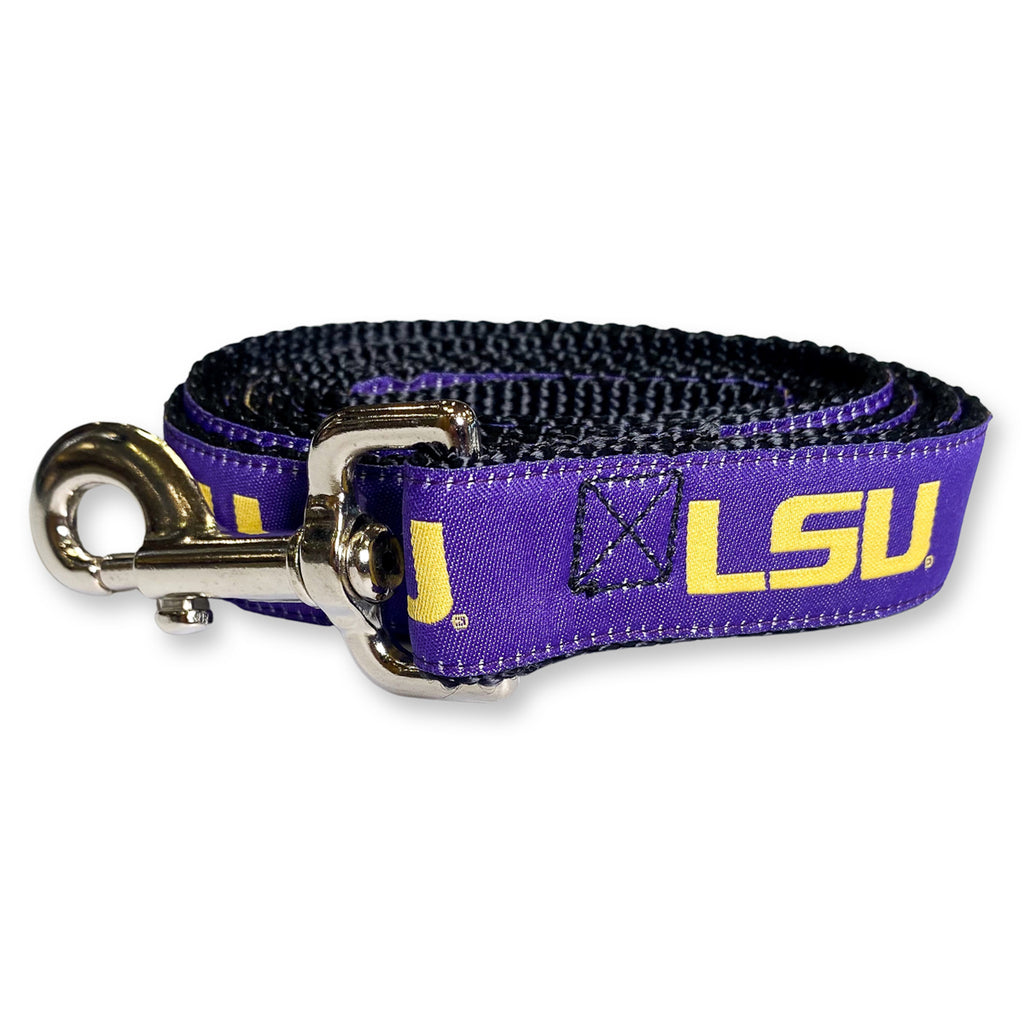 Lsu leather dog store collar