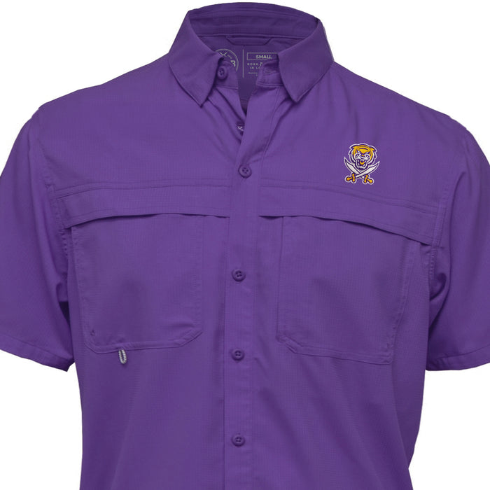 B&B Dry Goods Bengals & Bandits Fishing Outdoor Short Sleeve Shirt - Purple