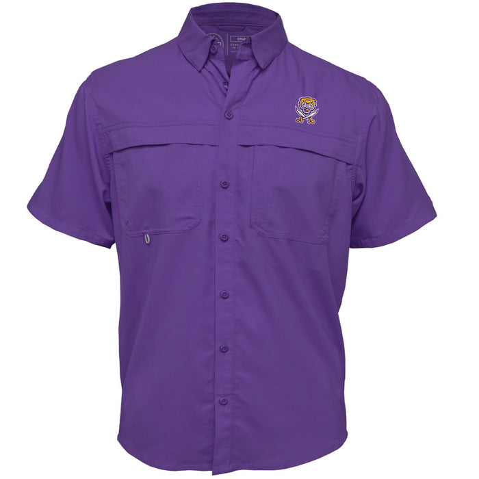 B&B Dry Goods Bengals & Bandits Fishing Outdoor Short Sleeve Shirt - Purple