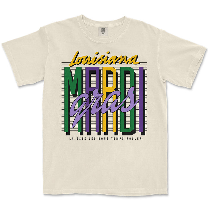 B&B Dry Goods Homegrown Louisiana Mardi Gras 90's Lined Garment Dyed T-Shirt - Ivory