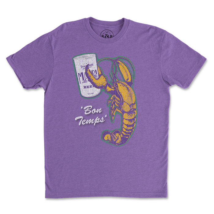 B&B Dry Goods Homegrown Louisiana Mardi Gras Bon Temps (Good Times) T-Shirt - Purple