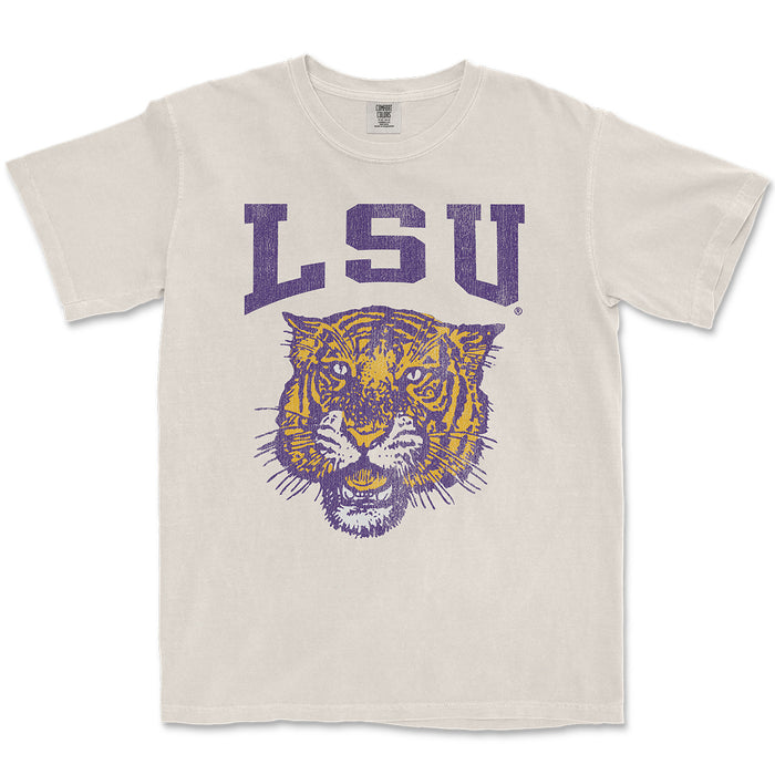 B&B Dry Goods LSU Tigers 78 Tiger Arch Garment Dyed T-Shirt - Ivory