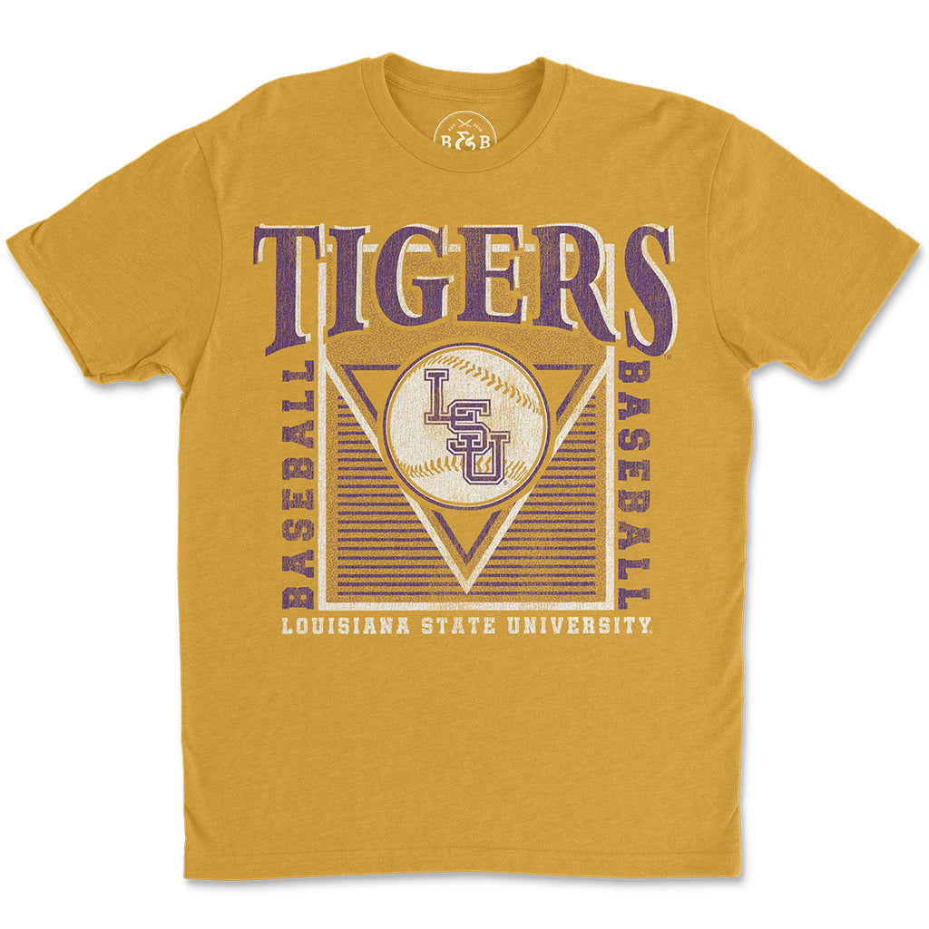 B&B Dry Goods LSU Tigers Baseball 90's Arched T-Shirt - Mustard Heathe ...