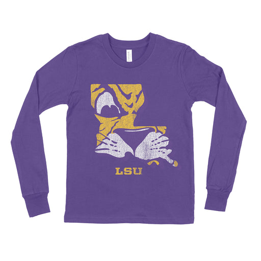 B&B Dry Goods LSU Tigers The Archives Beanie Mike State Toddler Long Sleeve T-Shirt - Purple