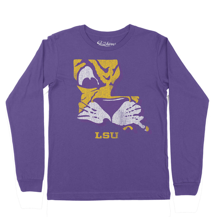 B&B Dry Goods LSU Tigers The Archives Beanie Mike State Youth Long Sleeve T-Shirt - Purple