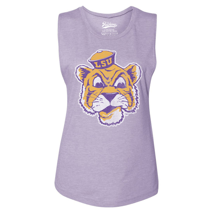 B&B Dry Goods LSU Tigers The Archives Beanie Mike Women's Muscle Tank - Lavender