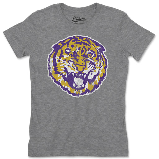 B&B Dry Goods LSU Tigers The Archives Round Vault Women's Tri-Blend T-Shirt - Grey