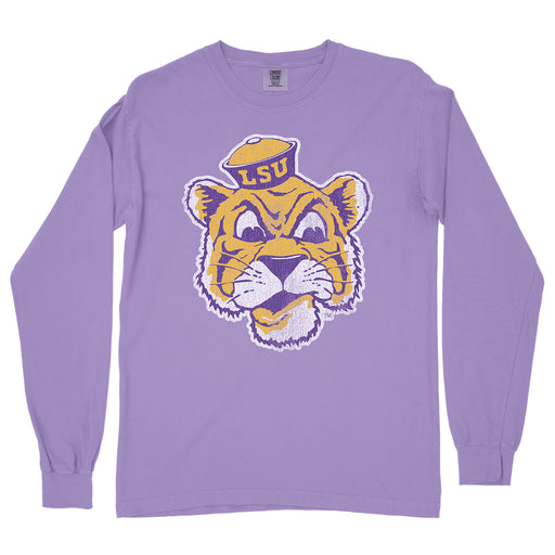 B&B Dry Goods LSU Tigers The Archives Beanie Mike Garment Dyed Long Sleeve T-Shirt - Violet