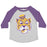 B&B Dry Goods LSU Tigers The Archives Beanie Mike Toddler 3/4 Sleeve Raglan T-Shirt - Grey / Purple