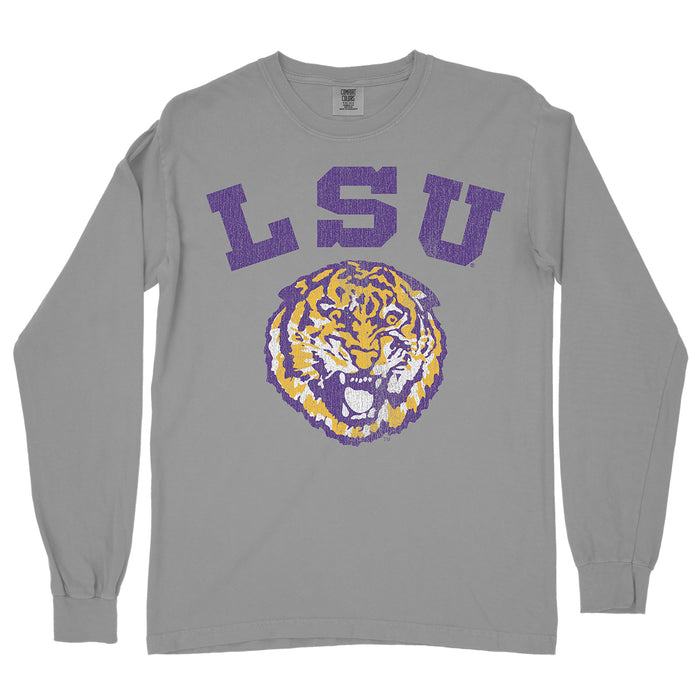 B&B Dry Goods LSU Tigers The Archives Round Vault Arch Garment Dyed Long Sleeve T-Shirt - Grey