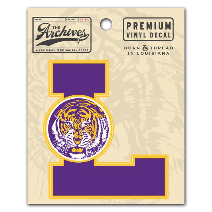 B&B Dry Goods LSU Tigers The Archives Vault L Circle Premium Vinyl Decal