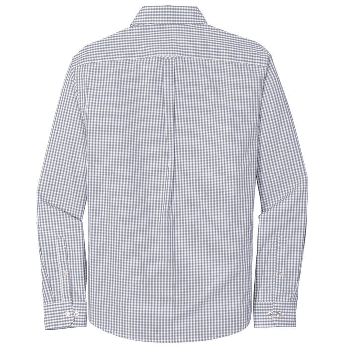 Bengals & Bandits Broadcloth Gingham Easy Care Long Sleeve Dress Shirt - Grey / White