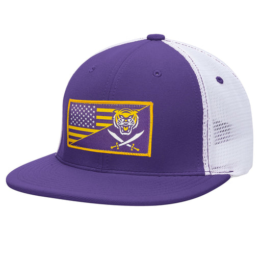 Bengals & Bandits Flag Patch Pacific M2 Performance Trucker Flexfit Hat - Purple / White