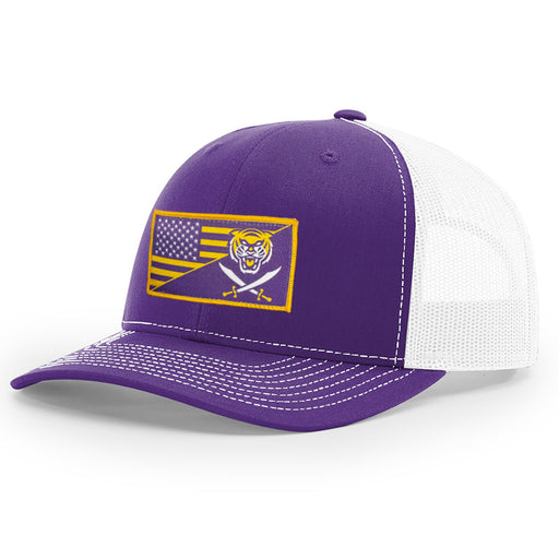 Bengals & Bandits Flag Patch Richardson 112 Trucker Snapback Hat - Purple / White