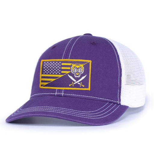 Bengals & Bandits Flag Patch Vintage Mesh Trucker Hat - Purple / White