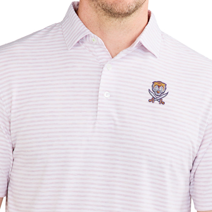 Bengals & Bandits Tasc Cloud Air Stripe Polo - Lilac / White