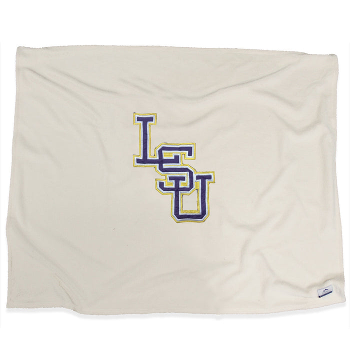 LSU Tigers Summit Interlock Fleece Plush McKenna Blanket - Oatmeal