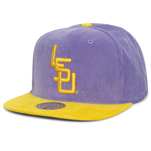 LSU Tigers Mitchell & Ness Vault Interlock Sueduroy Two-Tone Snapback Hat - Purple / Gold