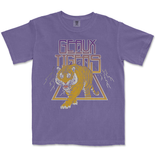 LSU Tigers Mike The Tiger Rock Garment Dyed T-Shirt - Grape