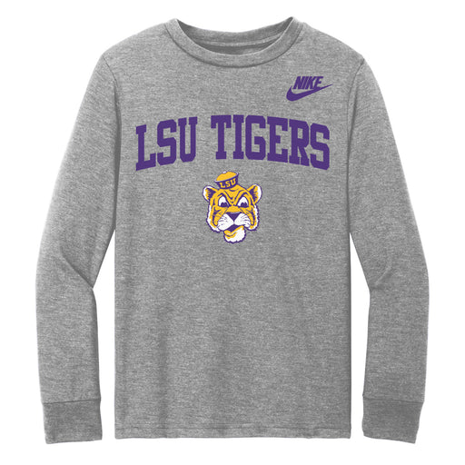 LSU Tigers Nike Beanie Mike Arch Core Long Sleeve Youth T-Shirt - Grey