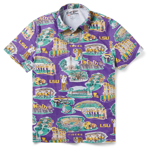 LSU Tigers Reyn Spooner Scenic Campus Hawaiian Polo - Purple