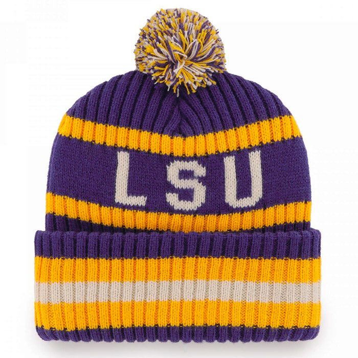 LSU Tigers 47 Brand Beanie Mike Bering Cuffed Knit With Pom - Purple