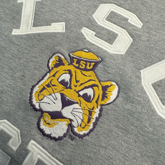 LSU Tigers 47 Brand Beanie Mike Clubhouse View Applique Crewneck Sweatshirt - Grey