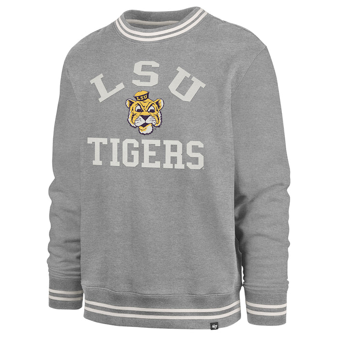 LSU Tigers 47 Brand Beanie Mike Clubhouse View Applique Crewneck Sweatshirt - Grey