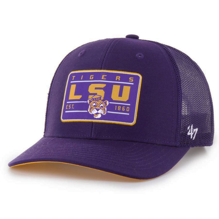 LSU Tigers 47 Brand Beanie Mike Hardline Structured Mesh 47 MVP Trucker Hat - Purple