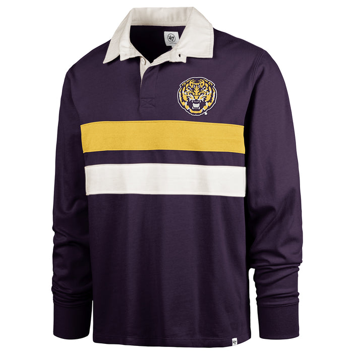 LSU Tigers 47 Brand Clubhouse Knox Long Sleeve Rugby Polo - Purple