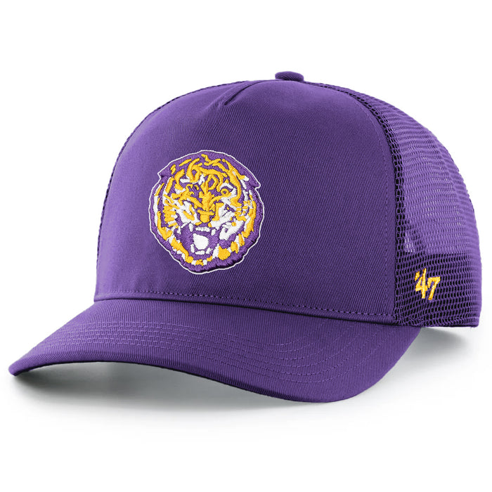 LSU Tigers 47 Brand Round Vault Hitch Five-Panel Mesh Trucker Hat - Purple