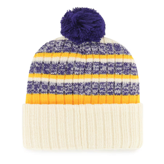 LSU Tigers 47 Brand Round Vault Tavern Cuffed Knit With Pom - Natural