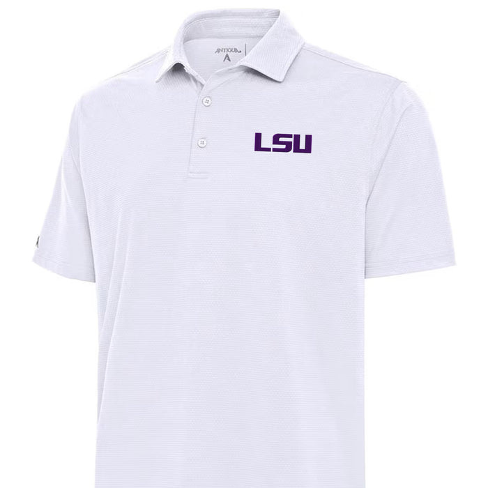 LSU Tigers Antigua Apparel Valid Texture Performance Polo - White