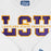 LSU Tigers Blue 84 Top Level Split Applique Fleece Crewneck Sweatshirt - White