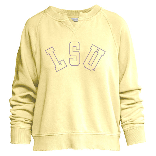 LSU Tigers Camp David Embroidered Arched Women's Willow Crewneck Sweatshirt - Butter