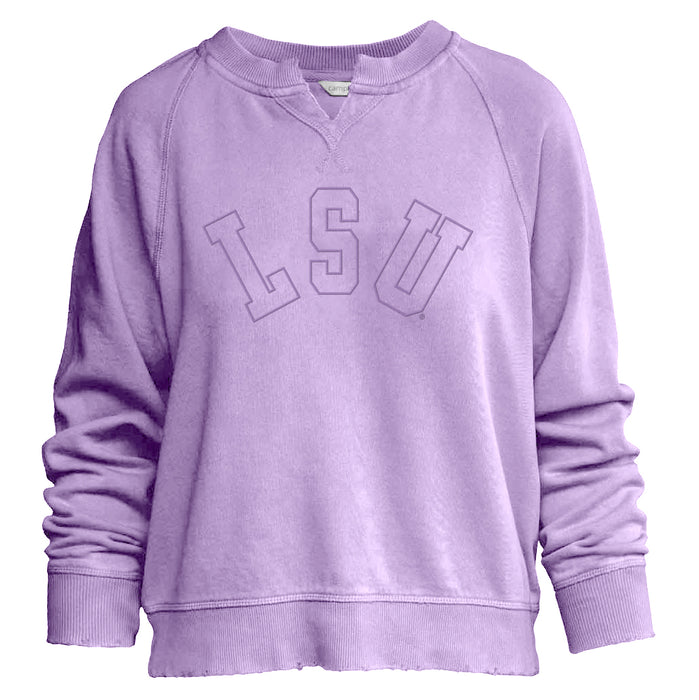 LSU Tigers Camp David Embroidered Tonal Arched Women's Willow Crewneck Sweatshirt - Iris