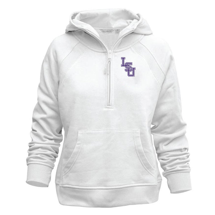 LSU Tigers Camp David Embroidered Interlock Women's Asana 1/2 Zip Sweatshirt - White