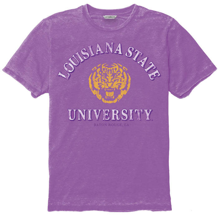 LSU Tigers Camp David Tiger Arch Lifeguard Burnout T-Shirt - Purple