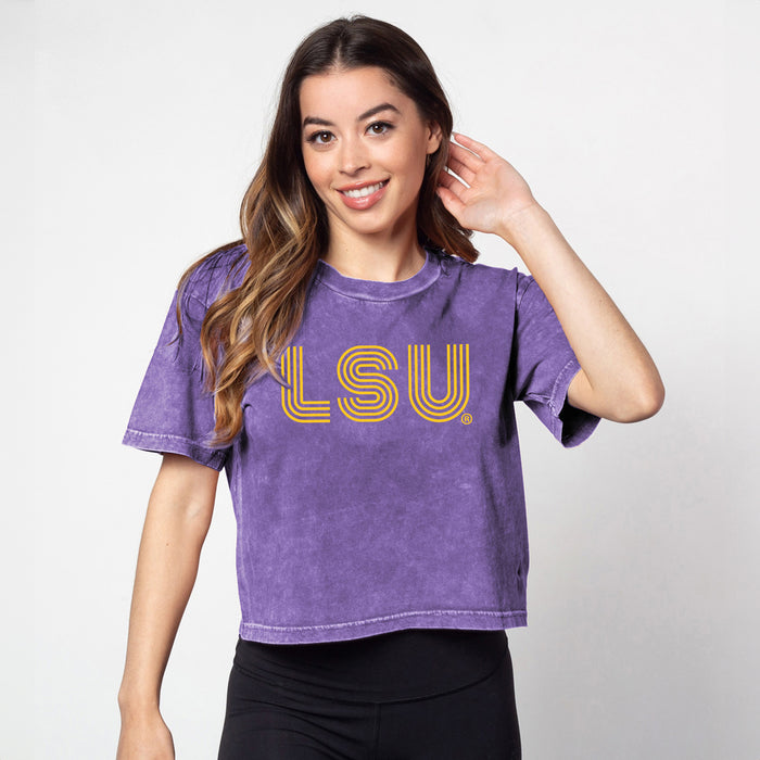 LSU Tigers Chicka-d Lined Summer of 72 Short 'N Sweet Crop T-Shirt - Grape