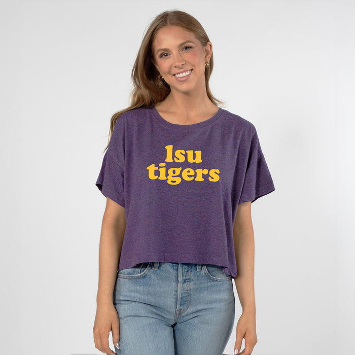 LSU Tigers Chicka-d Retro Burnout Sunshine Crop T-Shirt - Purple