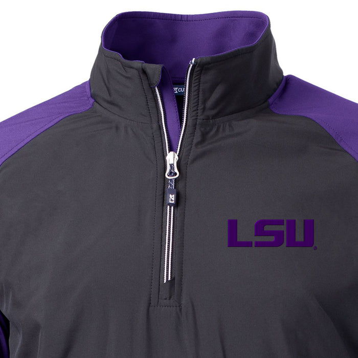 LSU Tigers Cutter & Buck Adapt Eco Knit Hybrid Recycled Mens Quarter Zip Pullover - Purple / Purple LSU