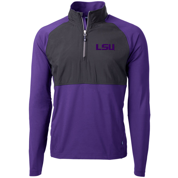 LSU Tigers Cutter & Buck Adapt Eco Knit Hybrid Recycled Mens Quarter Zip Pullover - Purple / Purple LSU