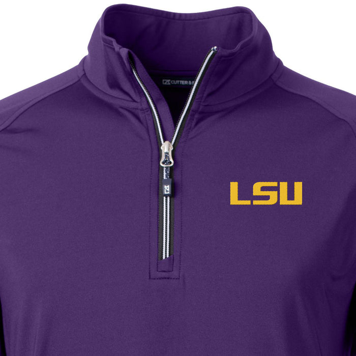 LSU Tigers Cutter & Buck Adapt Eco Knit Stretch Quarter Zip Pullover - Purple