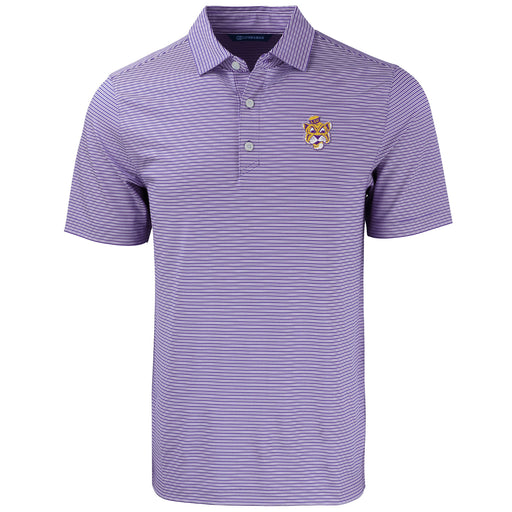 LSU Tigers Cutter & Buck Beanie Mike Forge Eco Double Stripe Stretch Recycled Polo - Purple