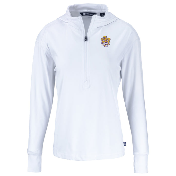 LSU Tigers Cutter & Buck Beanie Mike Women's Lightweight Daybreak Eco Half Zip Pullover - White